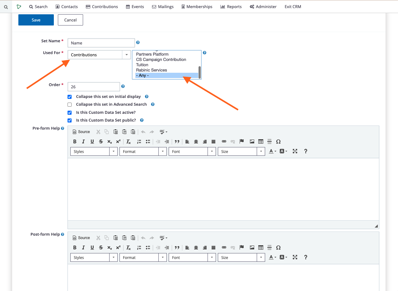 Add select option to specify what a donation is for support chabadsuite